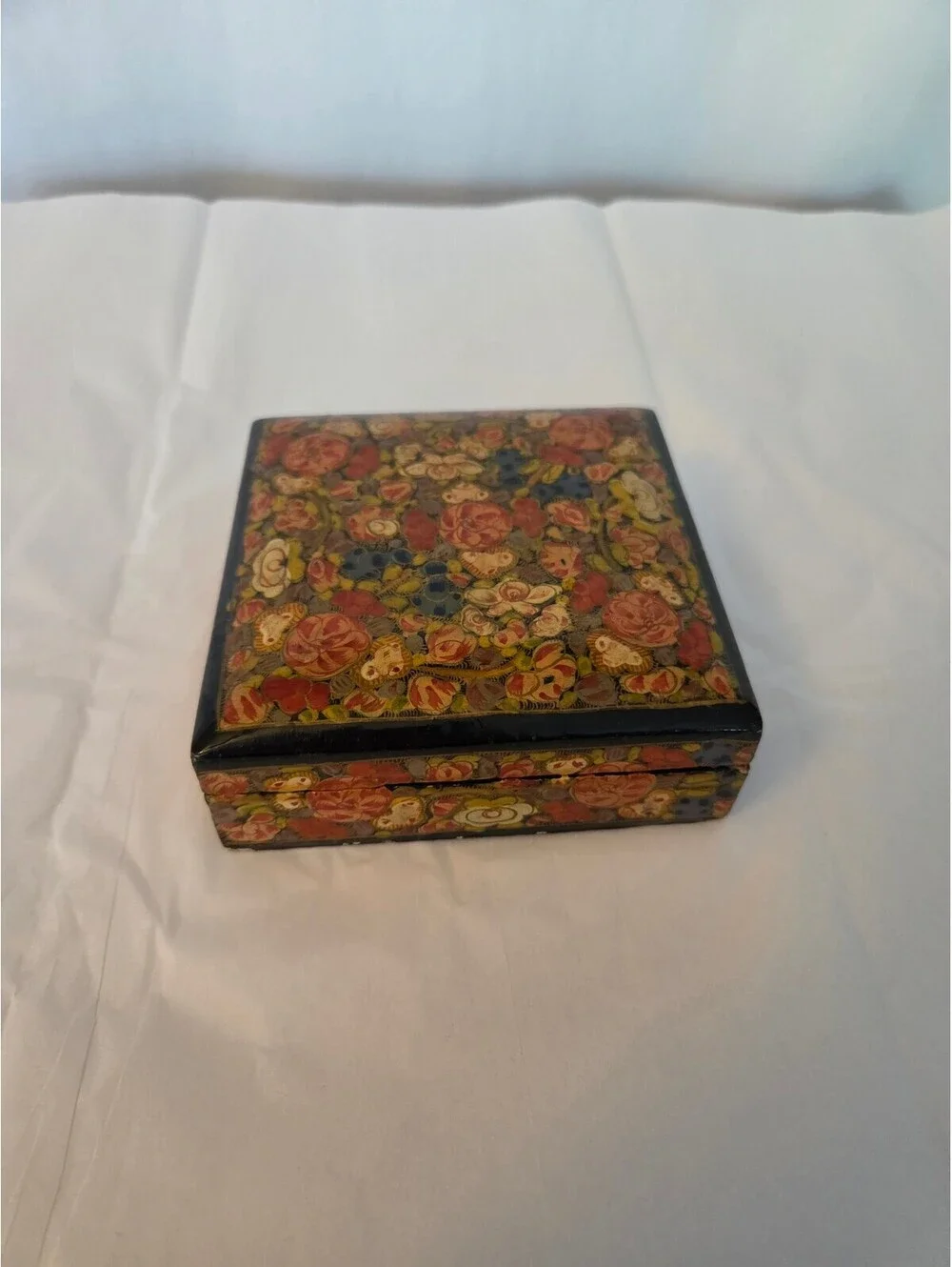 Vintage Floral Wooden Coaster Set with Decorative Box